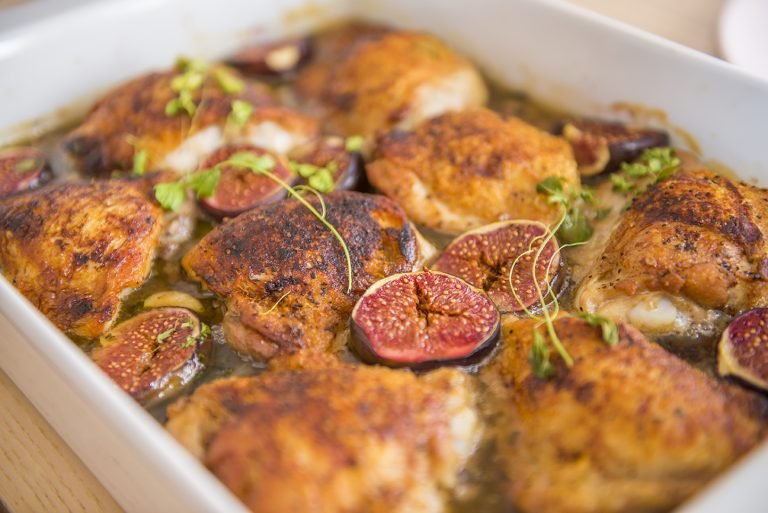 Figs and Chicken (with the most amazing shallot and red wine vinegar sauce!)