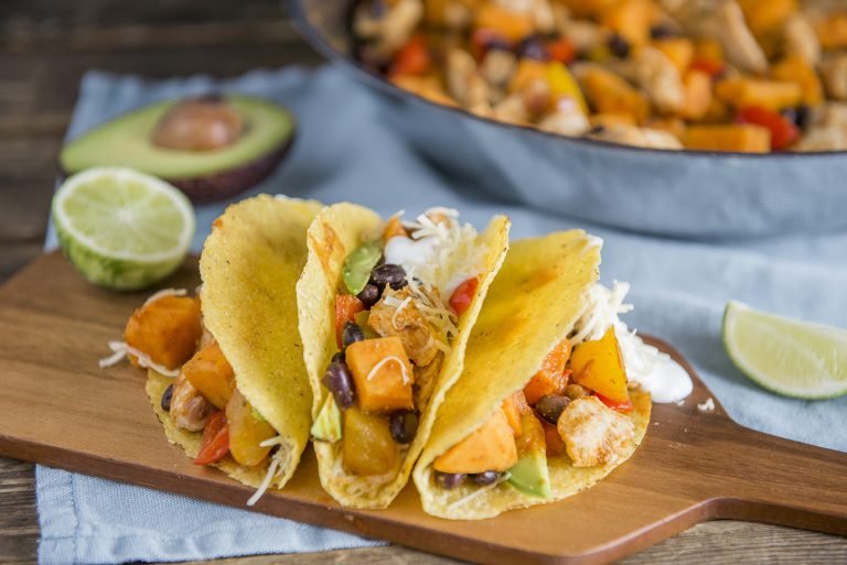 Chili Lime Chicken and Sweet Potato Tacos