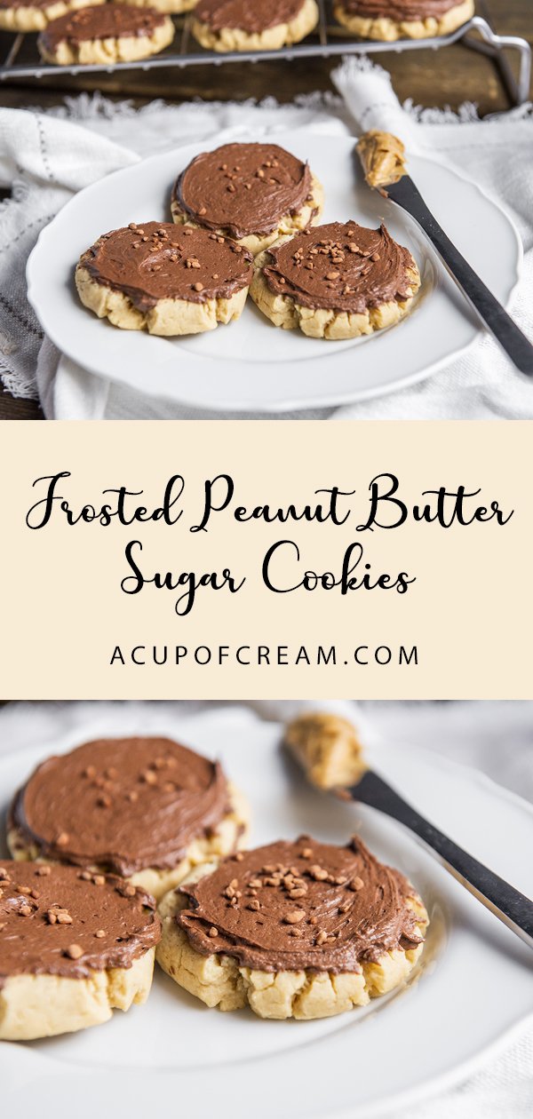 Frosted Peanut Butter Sugar Cookies with Chocolate & Peanut Butter Frosting