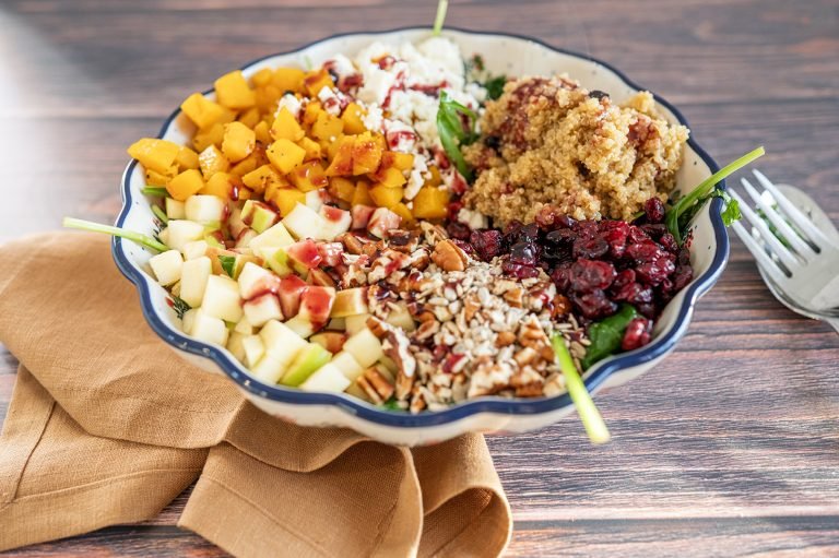 Fall Harvest Salad with Delicious Blueberry Balsamic Dressing