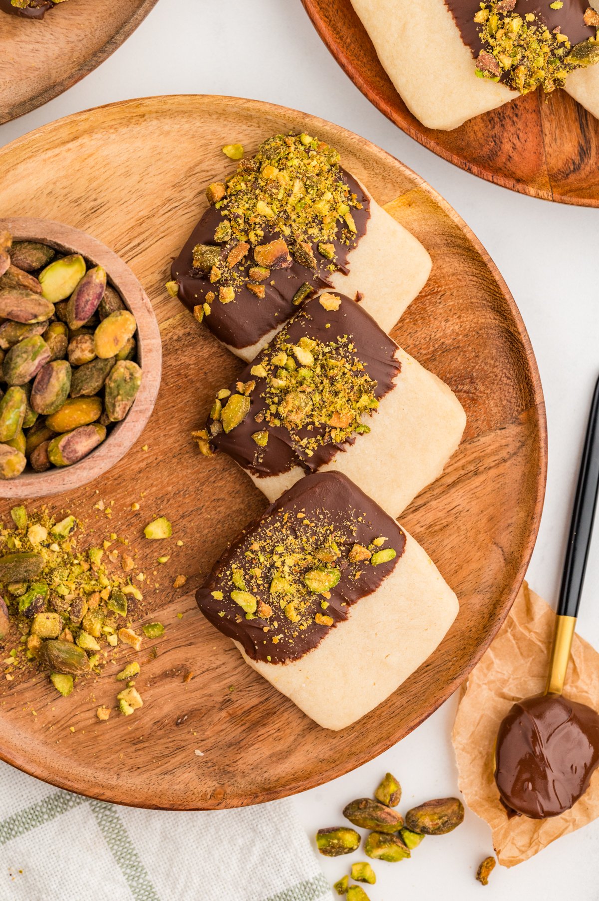 Chocolate Dipped Shortbread Cookies with Pistachio